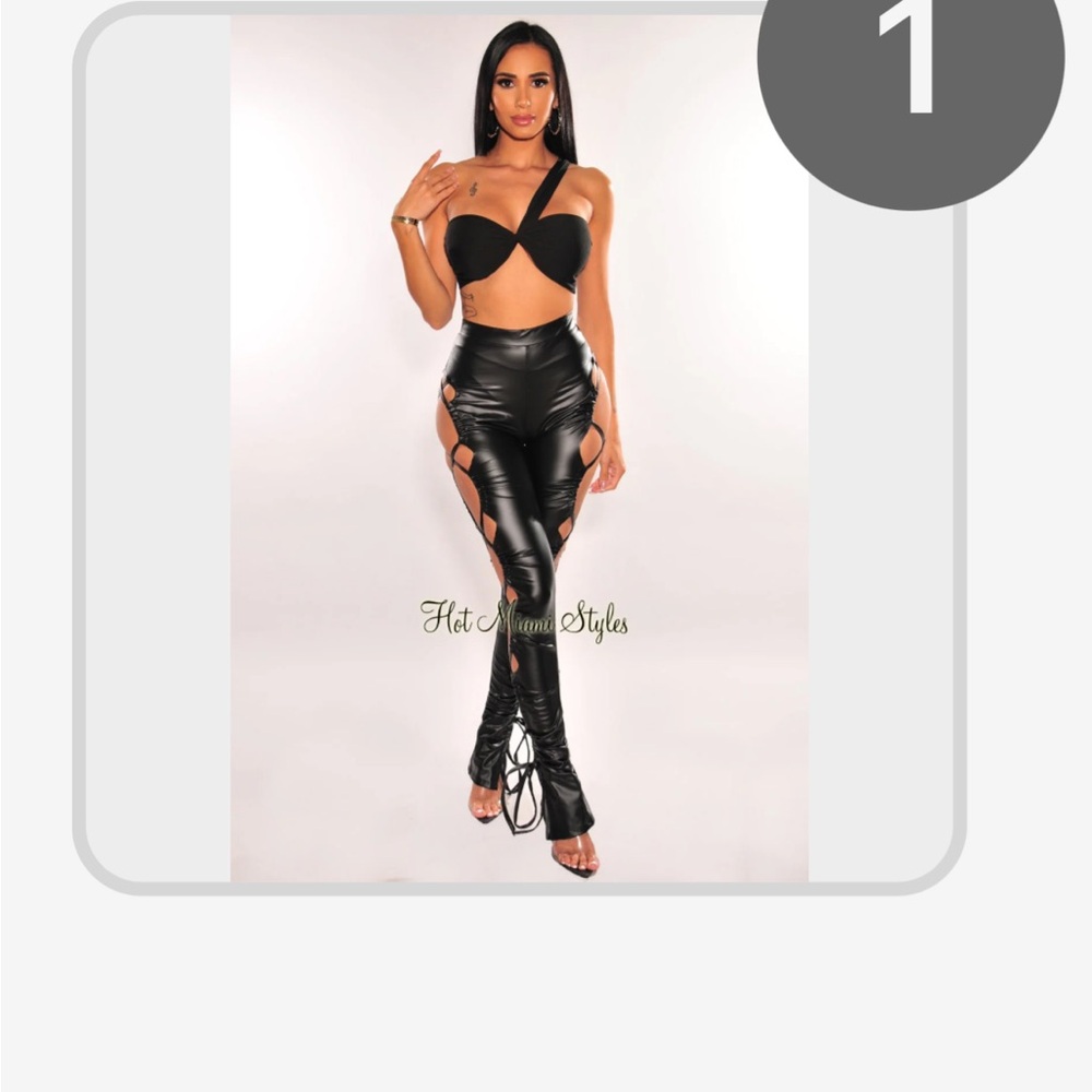 Hot Miami Styles Black Skinny Faux Leather Pants
